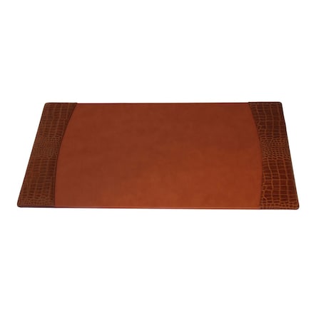 Dacasso Protacini Cognac Brown Italian Patent Leather 34 x 20 Side-Rail Desk Pad P6101